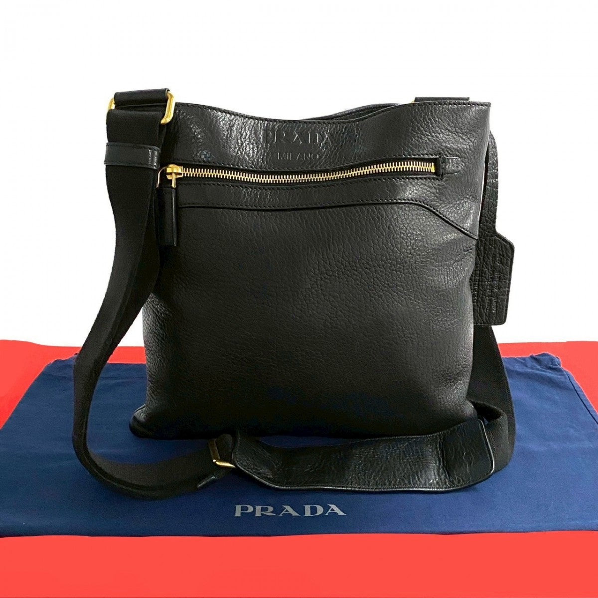 Shoulder Bag Embossing Women Leather Black