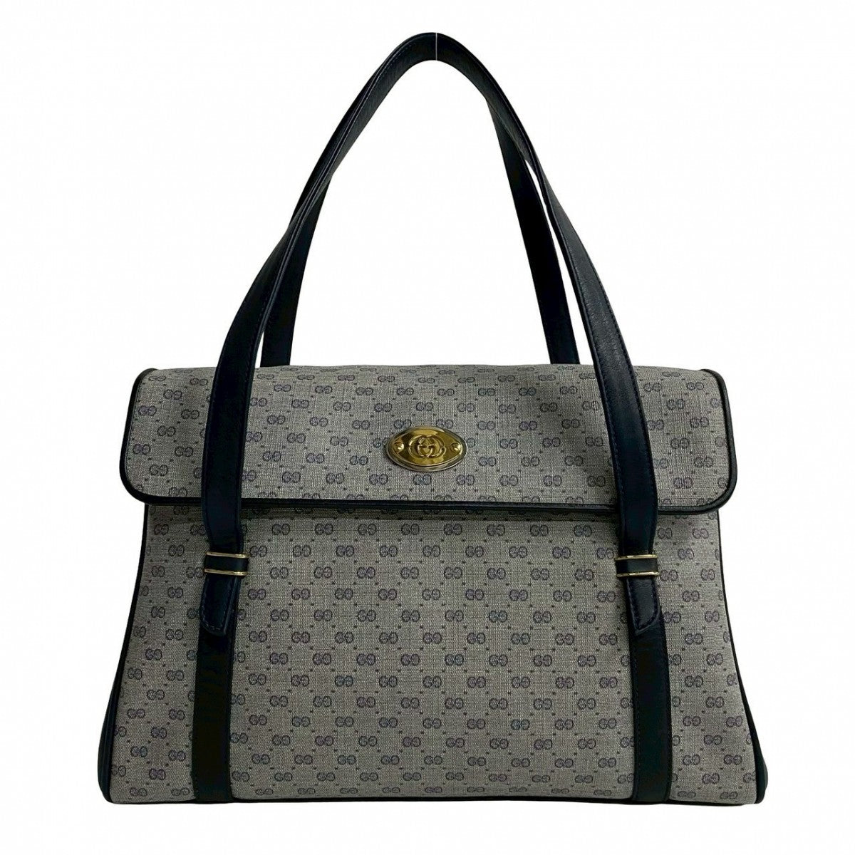 Gucci PVC Micro GG logoMetal Leather Navy Handbag