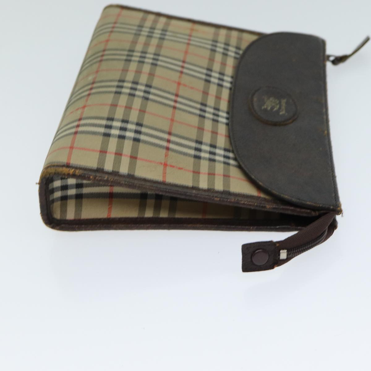 Burberry Luxury ss Nova Check Clutch Bag Auth Canvas Beige Beige Auth 81657