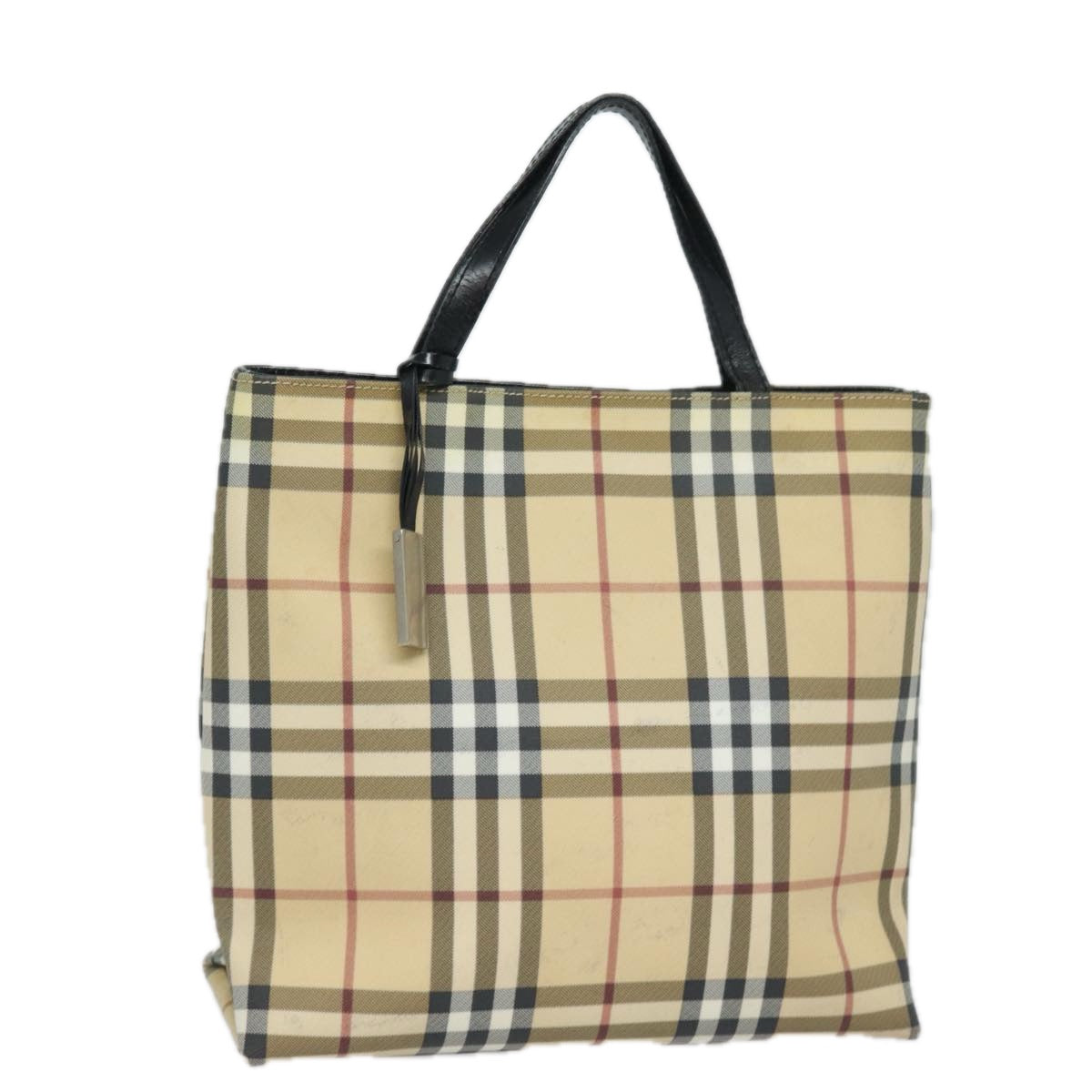 Burberry Luxury Nova Check Hand Bag Pvc Auth Leather Beige Travel Bag Beige Auth 81673