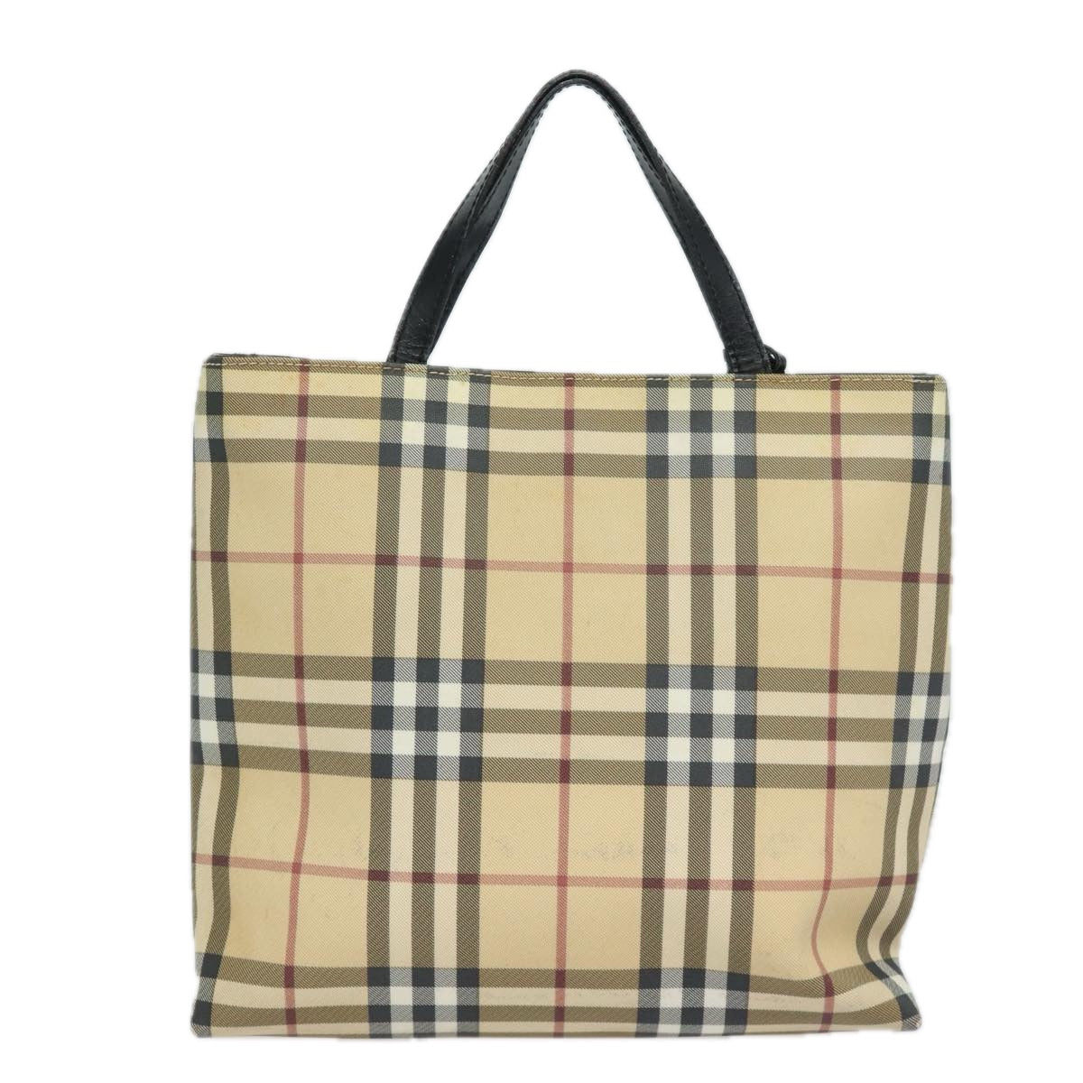 Burberry Luxury Nova Check Hand Bag Pvc Auth Leather Beige Travel Bag Beige Auth 81673