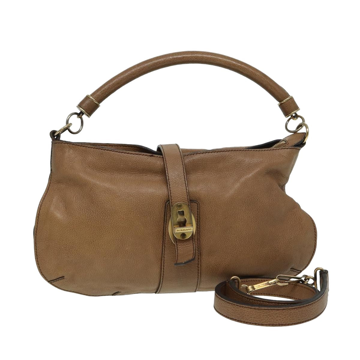 Burberry Luxury Shoulder Bag 2Way Auth Leather Brown