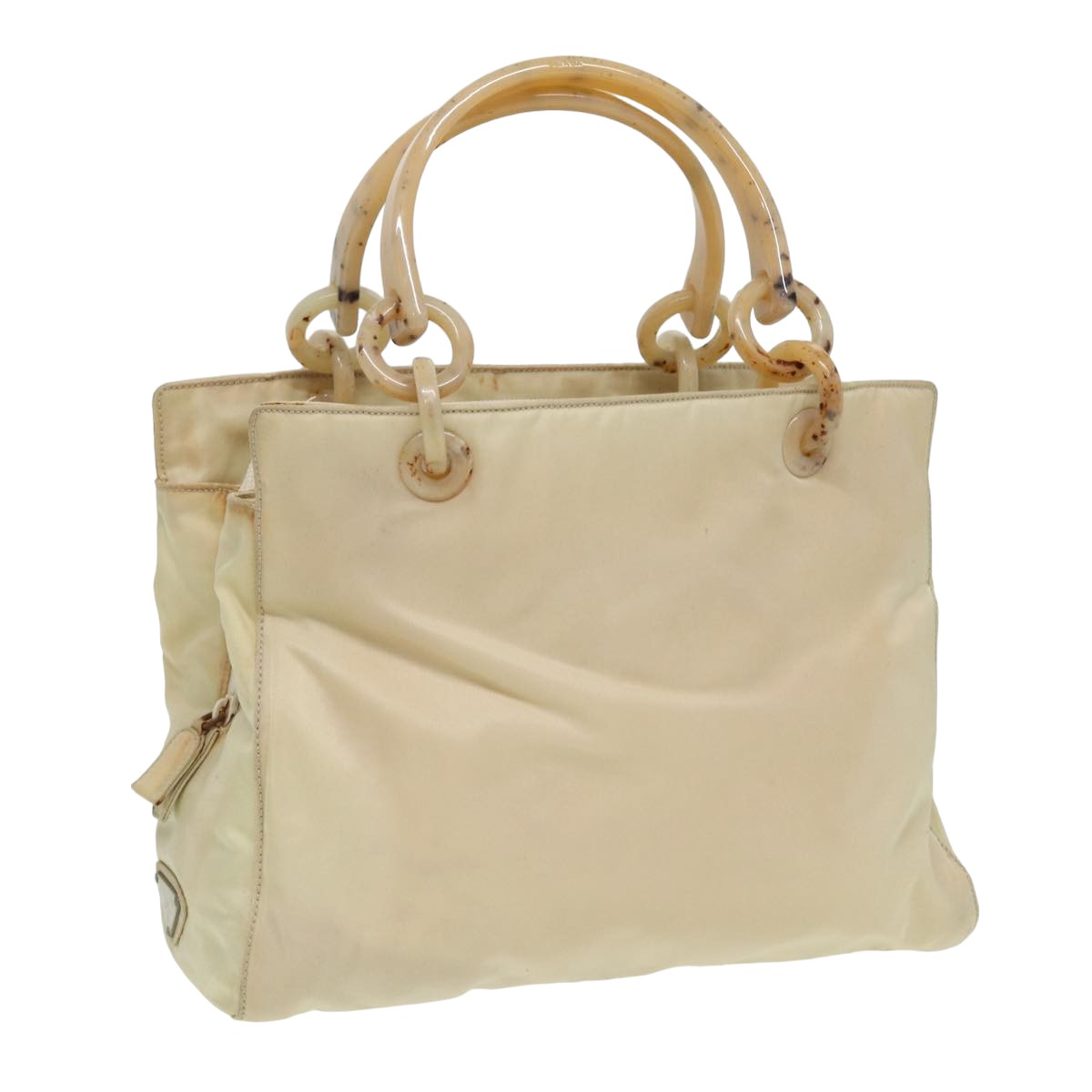 Prada Hand Bag Auth Nylon Beige Travel Bag Beige Auth 81812