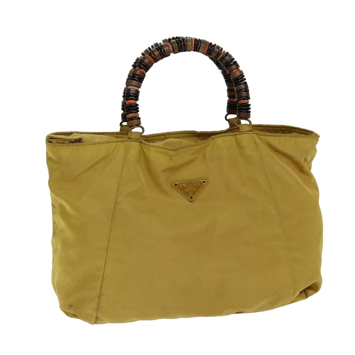 Prada Hand Bag Auth Nylon Yellow Travel Bag Yellow Auth 81824