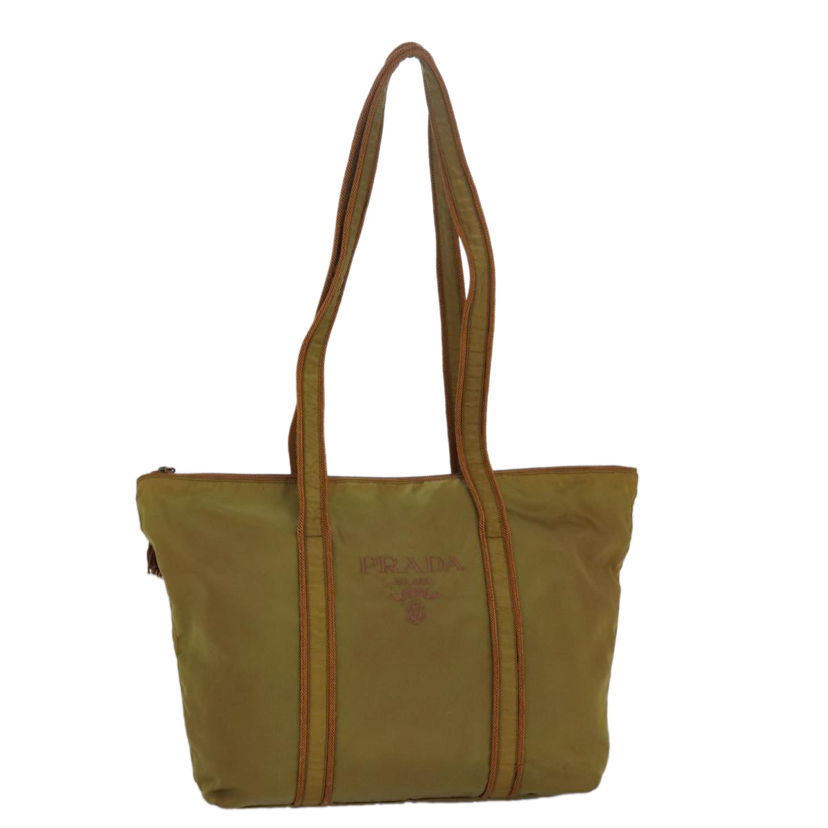 Prada Shoulder Bag Auth Nylon Brown Brown Auth 81852