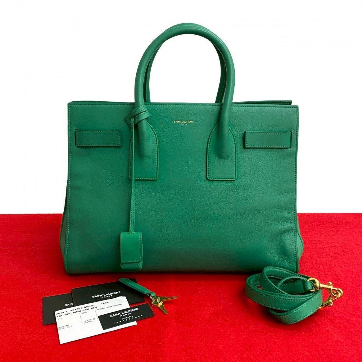 YSL Saint Laurent Yves Shoulder Bag Sac De Jules Leather Green
