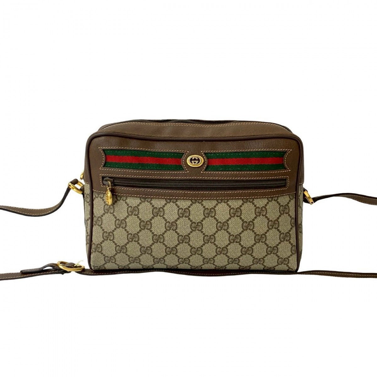 Gucci PVC GG Metal Sherry line Leather Brown Logo Shoulder Bag