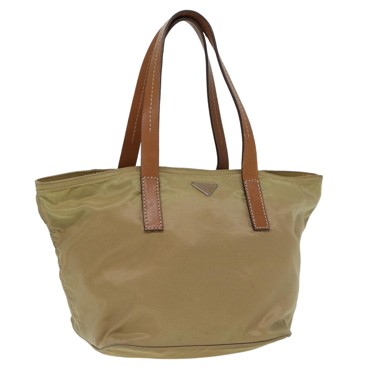 Prada Hand Bag Auth Nylon Beige Travel Bag Beige Auth 81924