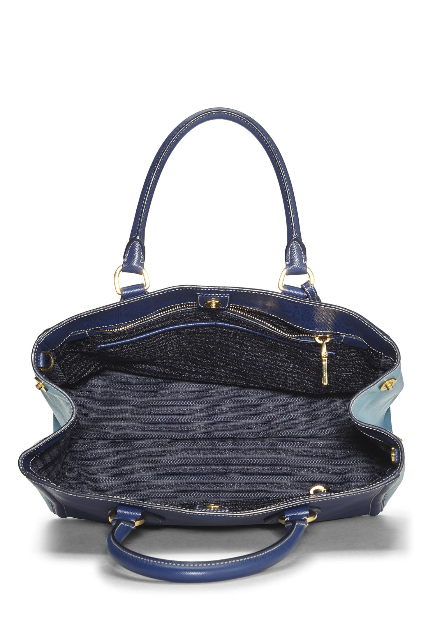 Prada Bi Color Tote Saffiano Blue Tote Bag