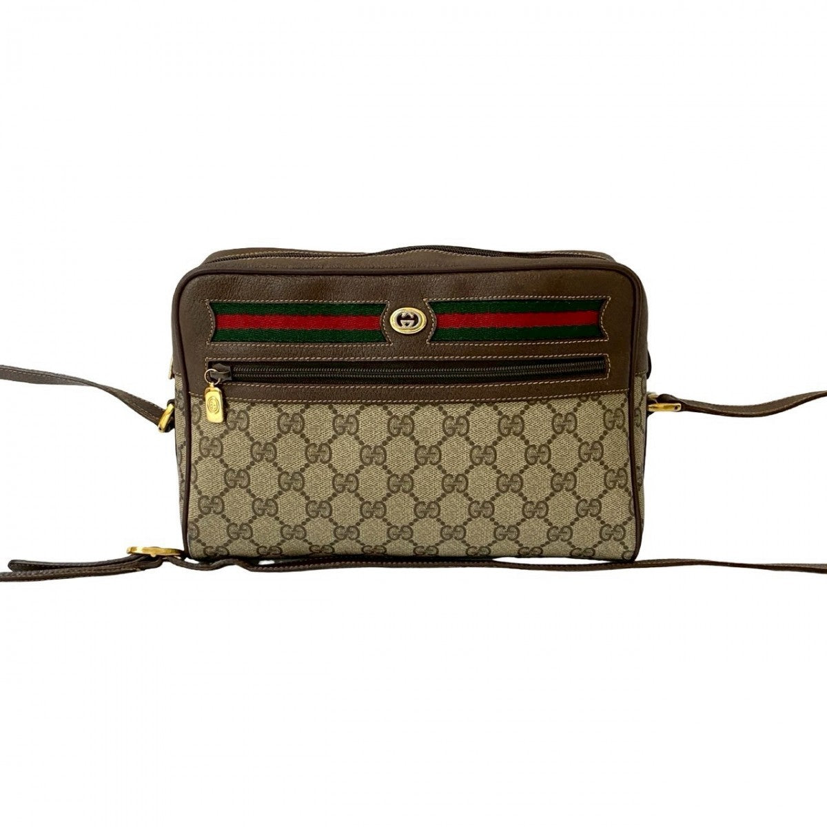 Gucci PVC GG Metal Sherry line Leather Brown Logo Shoulder Bag 819L819