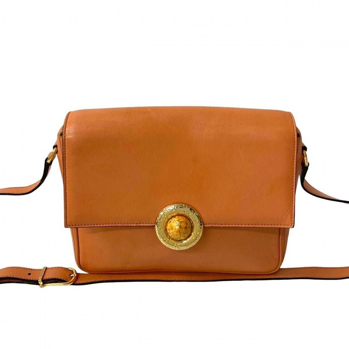 Shoulder Bag Orange Star Ball Metal Women Leather