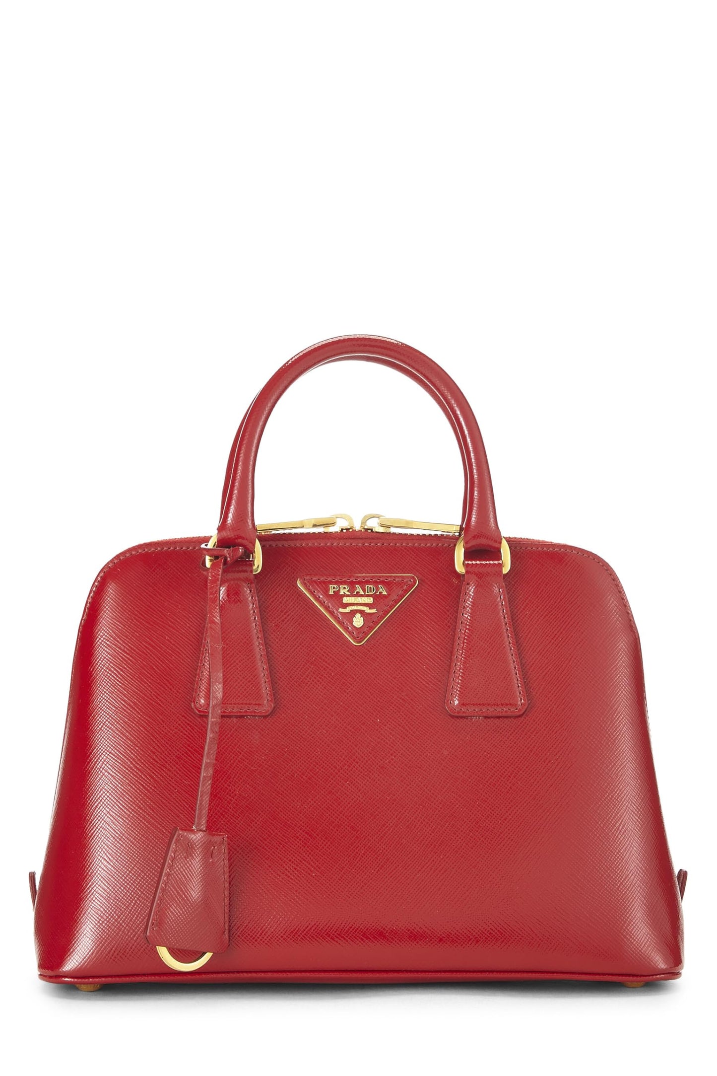 Prada Vernice Promenade Luxury Handbag Saffiano Red Small Travel Bag