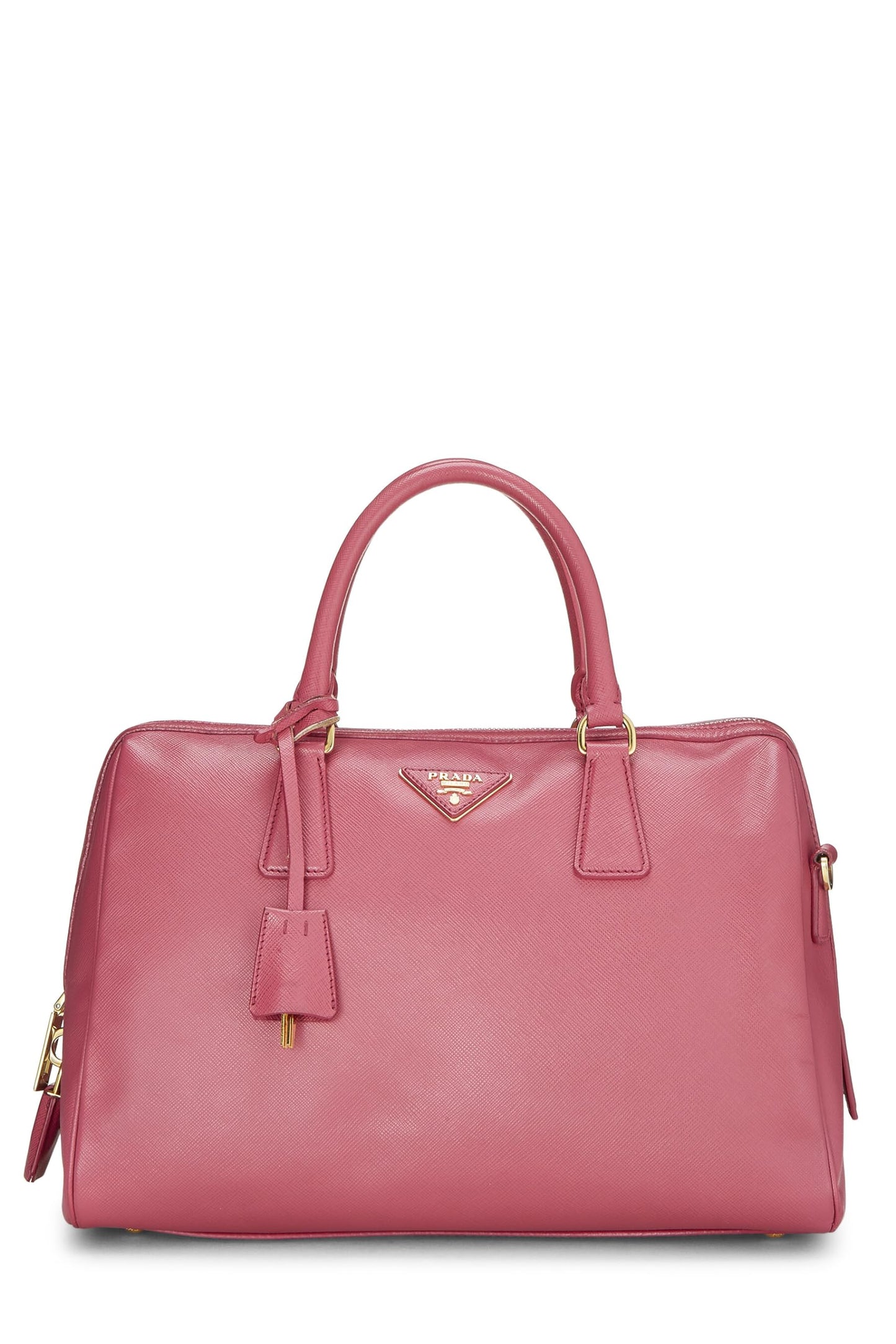 Prada Boston Luxury Handbag Saffiano Pink Travel Bag