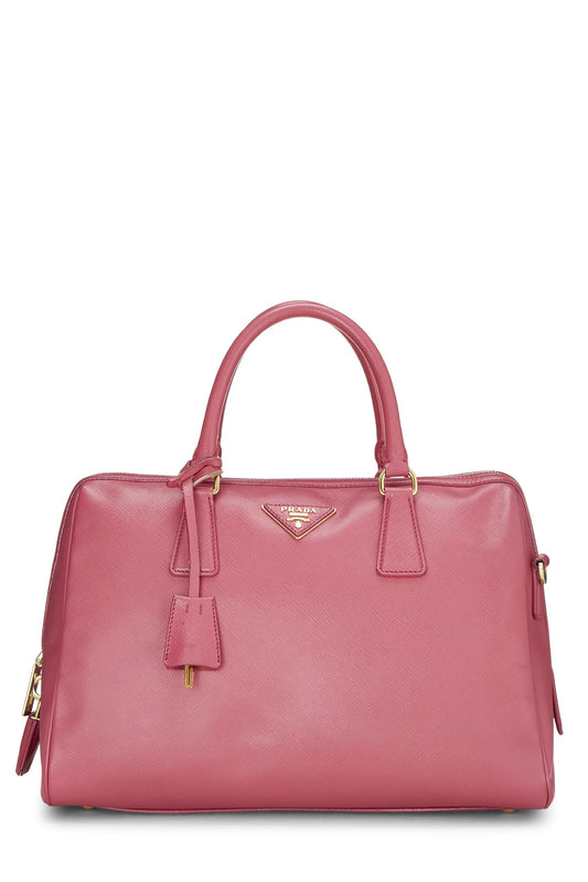 Prada Boston Luxury Handbag Saffiano Pink Travel Bag
