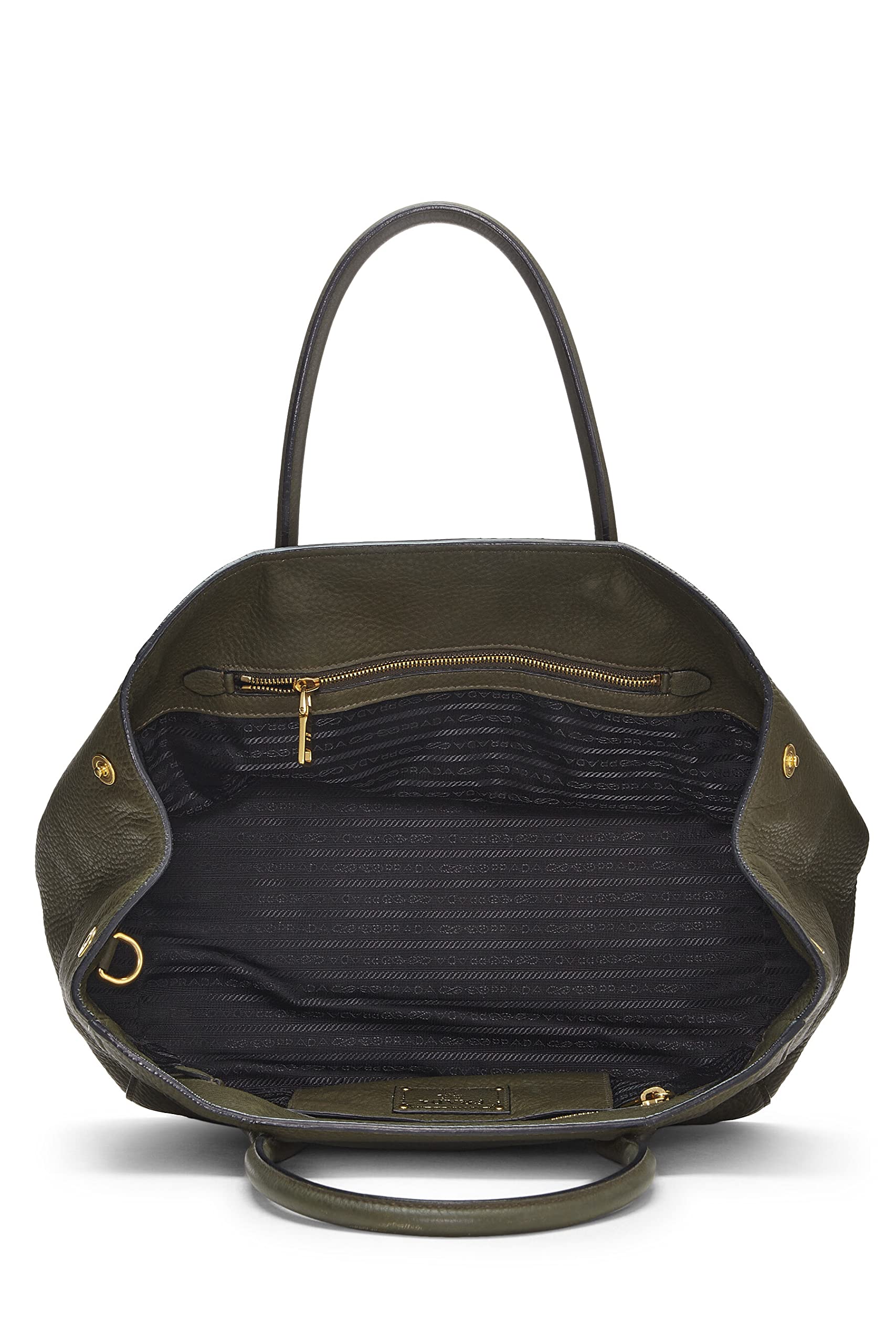 Prada Daino Convertible Tote Vitello Green Large Tote Bag