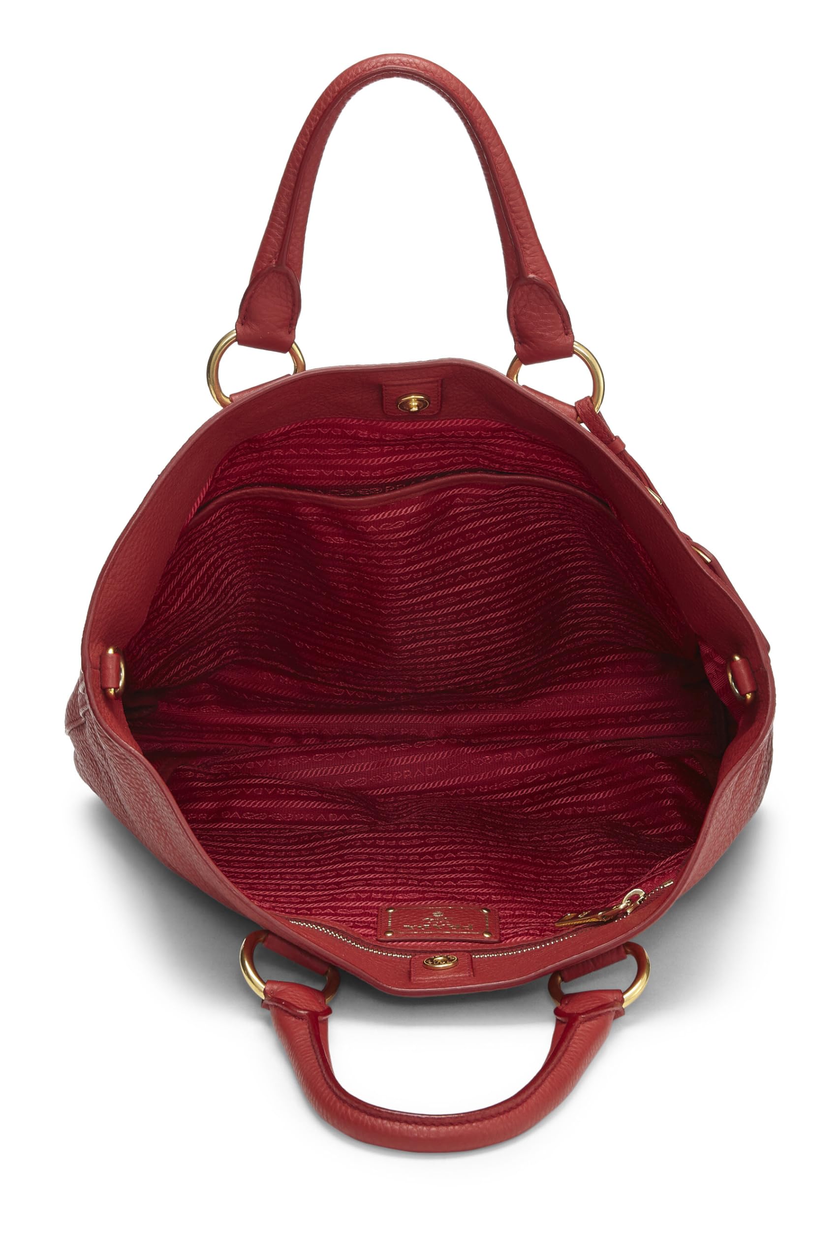 Prada Daino Convertible Shopping Tote Vitello Red Medium Tote Bag
