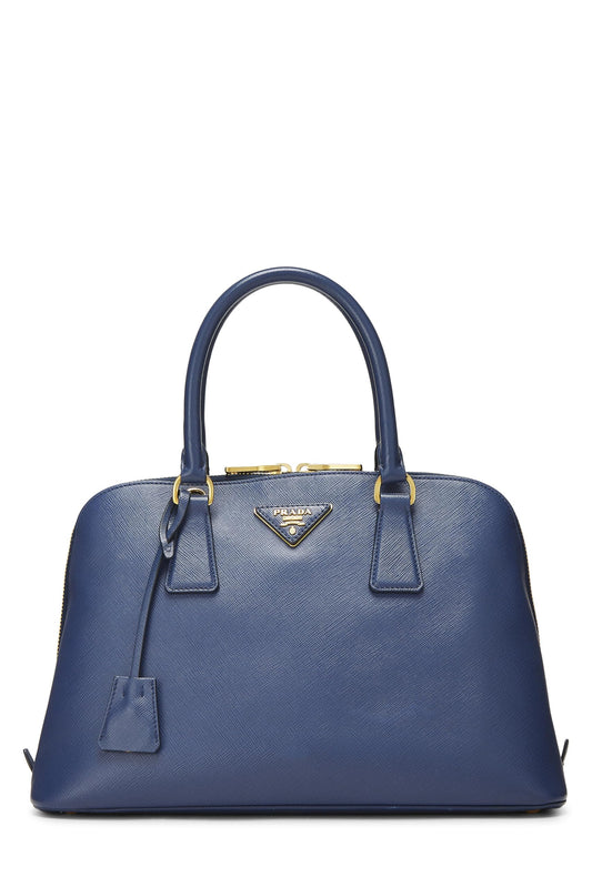 Prada Promenade Luxury Handbag Saffiano Blue Medium Travel Bag