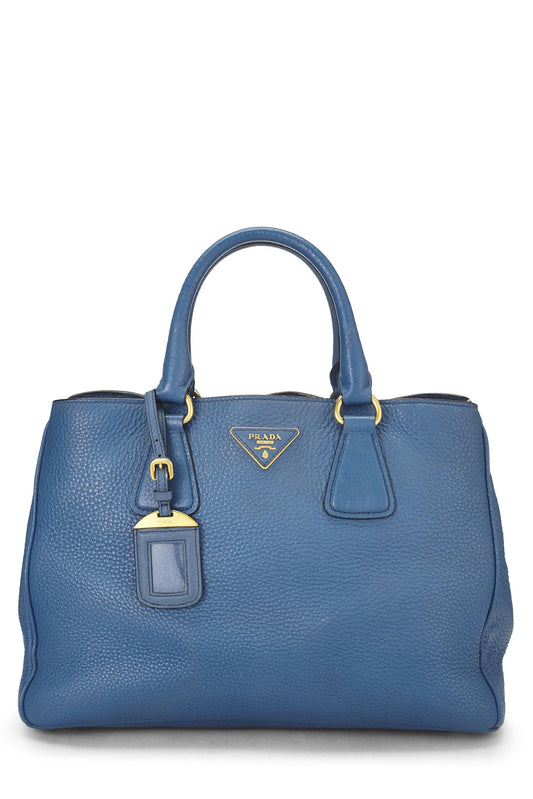 Prada Daino Convertible Handbag Vitello Blue Travel Bag