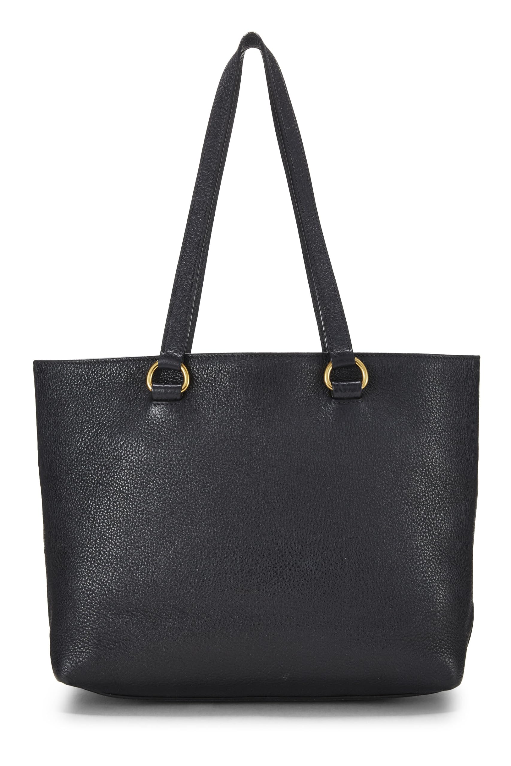 Prada Daino Tote Vitello Black Logo Tote Bag