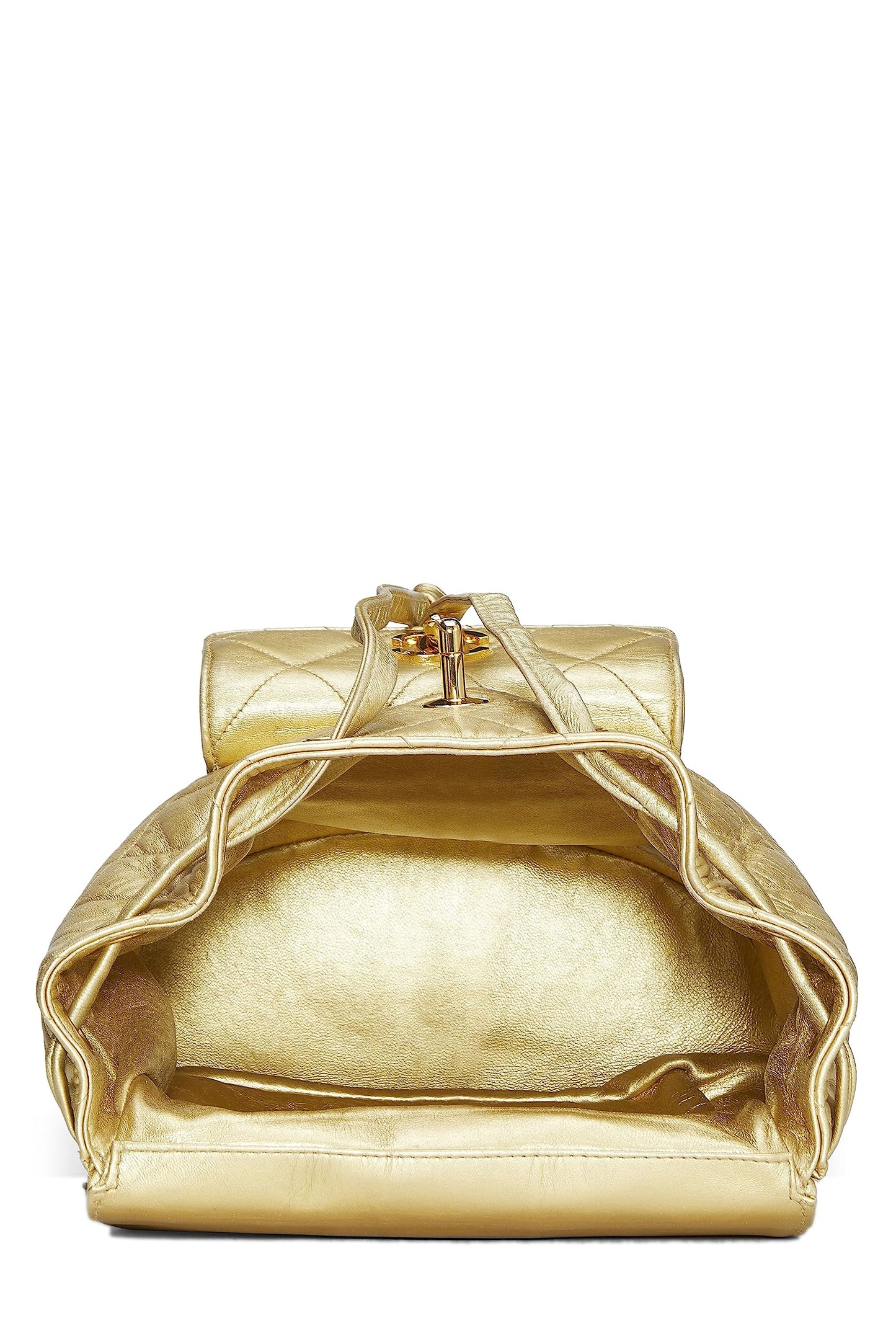 Chanel Gold Metallic Lambskin Classic Backpack Mini, Gold