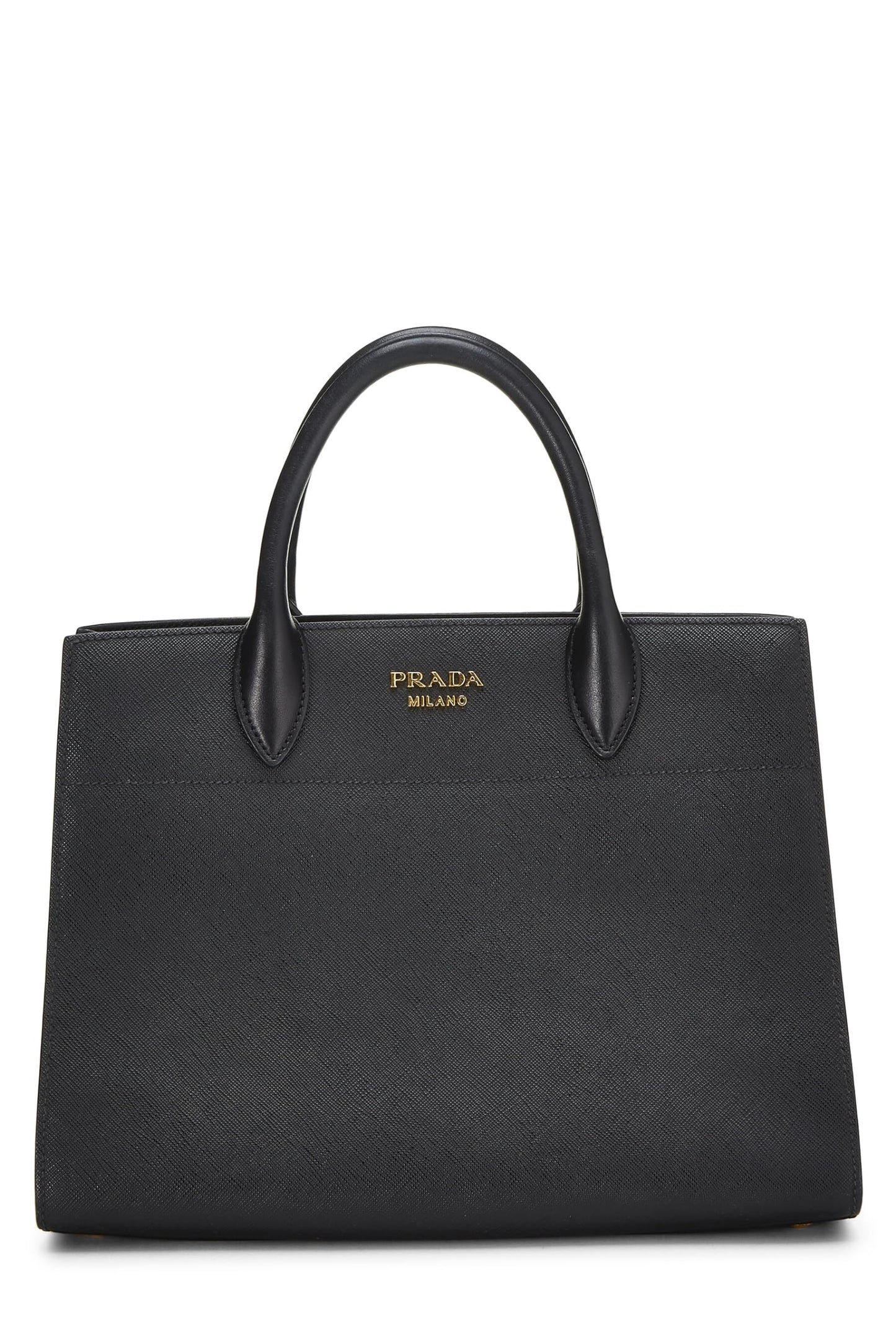Prada Bibliotheque Luxury Handbag Saffiano Black Small Travel Bag