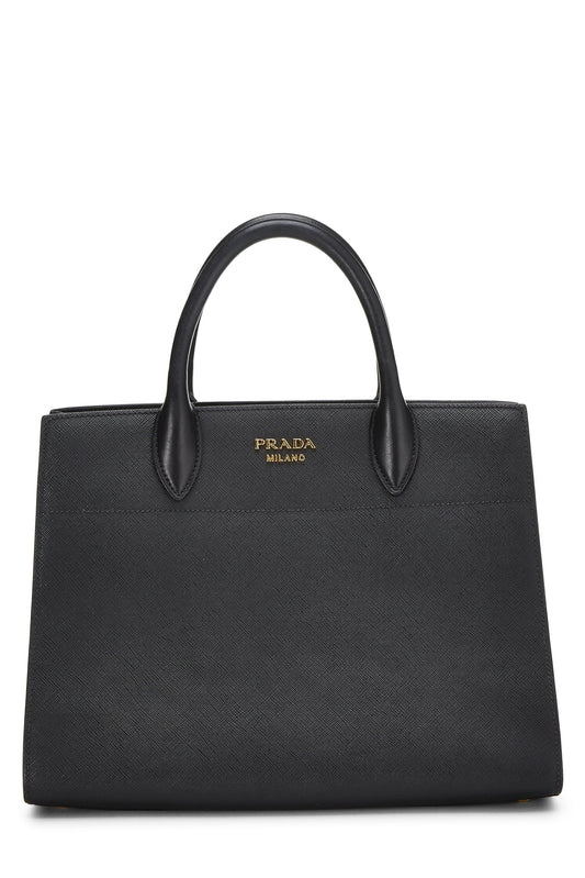 Prada Bibliotheque Luxury Handbag Saffiano Black Small Travel Bag