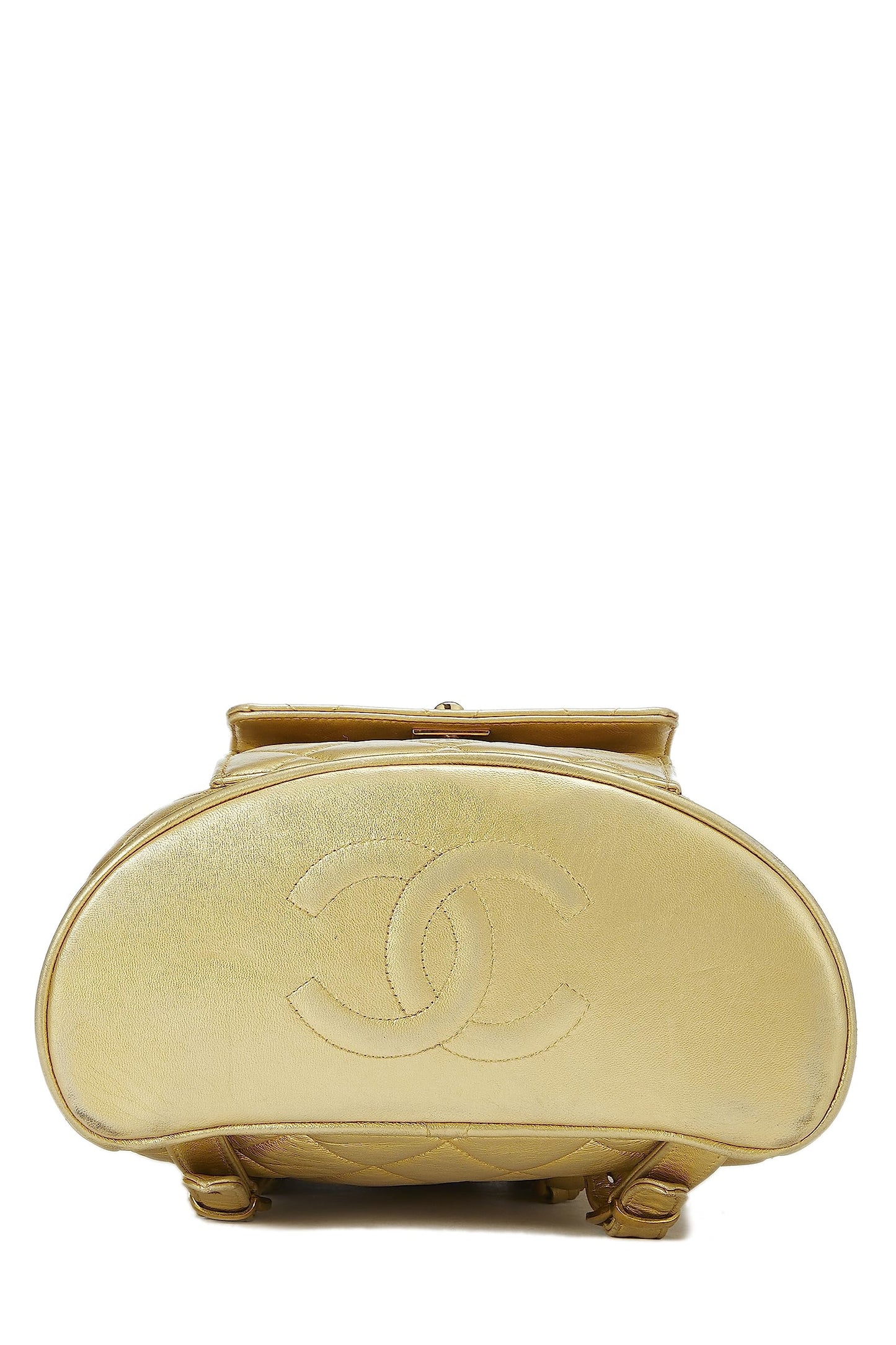 Chanel Gold Metallic Lambskin Classic Backpack Mini, Gold