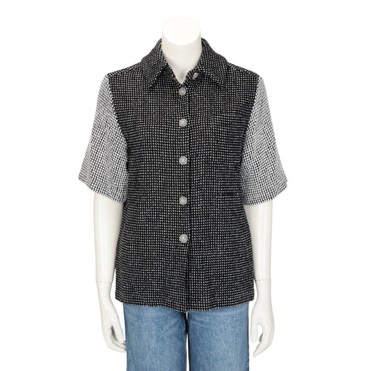 Chanel Black & White Tweed Short Sleeve Blo FR 36 Accessory
