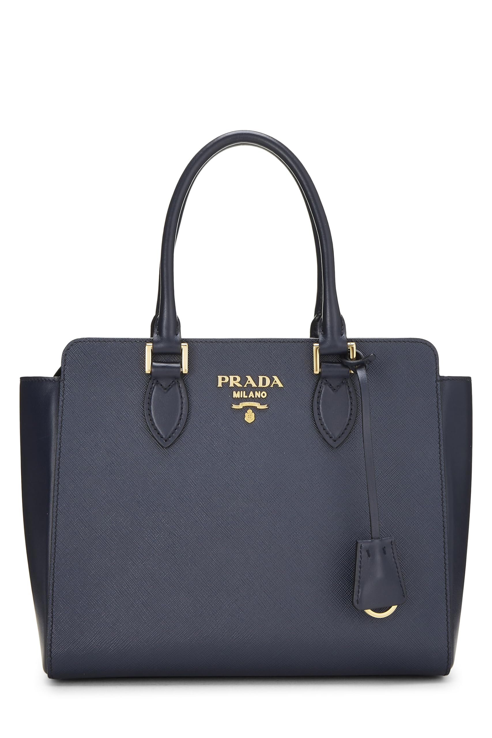Prada Convertible Handbag Saffiano Navy Small Travel Bag