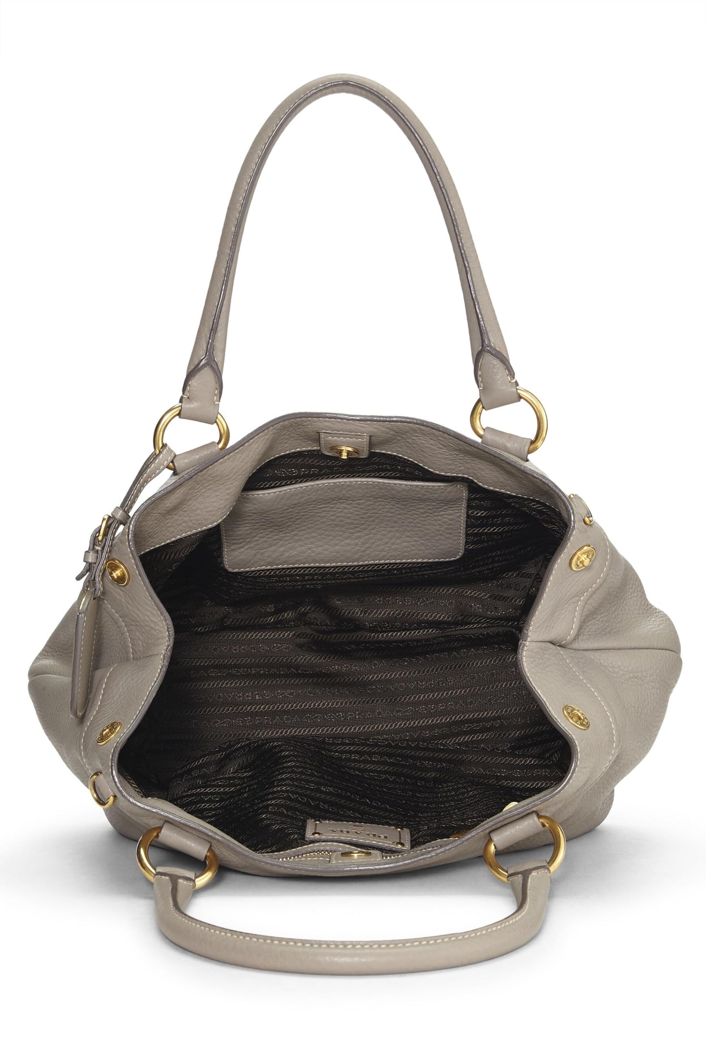 Prada Grey Daino Sacca Manici Grey Luxury Handbag Vitello Gray Travel Bag