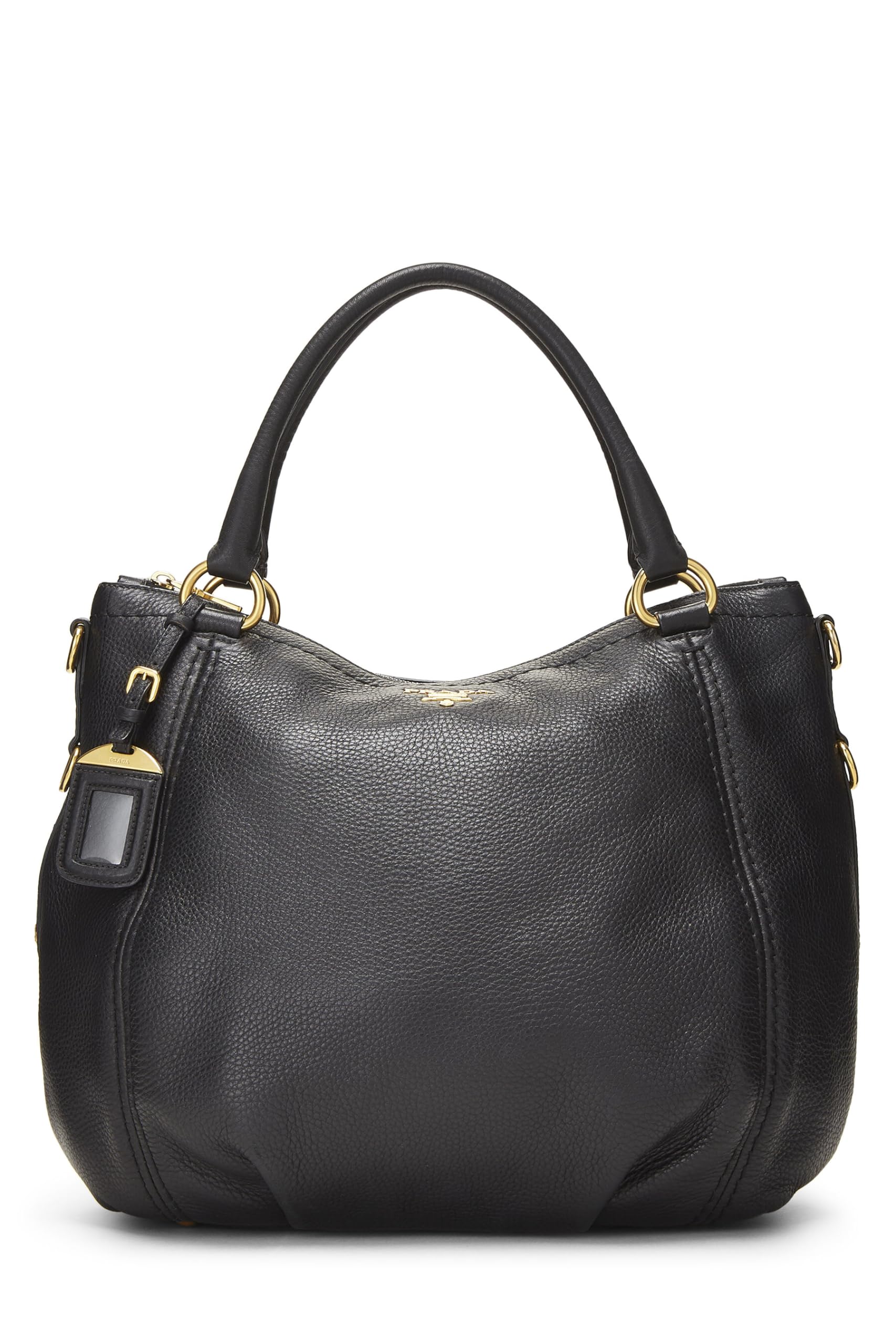 Prada Daino Sacca Manici Luxury Handbag Vitello Black Travel Bag 2 Manici Black
