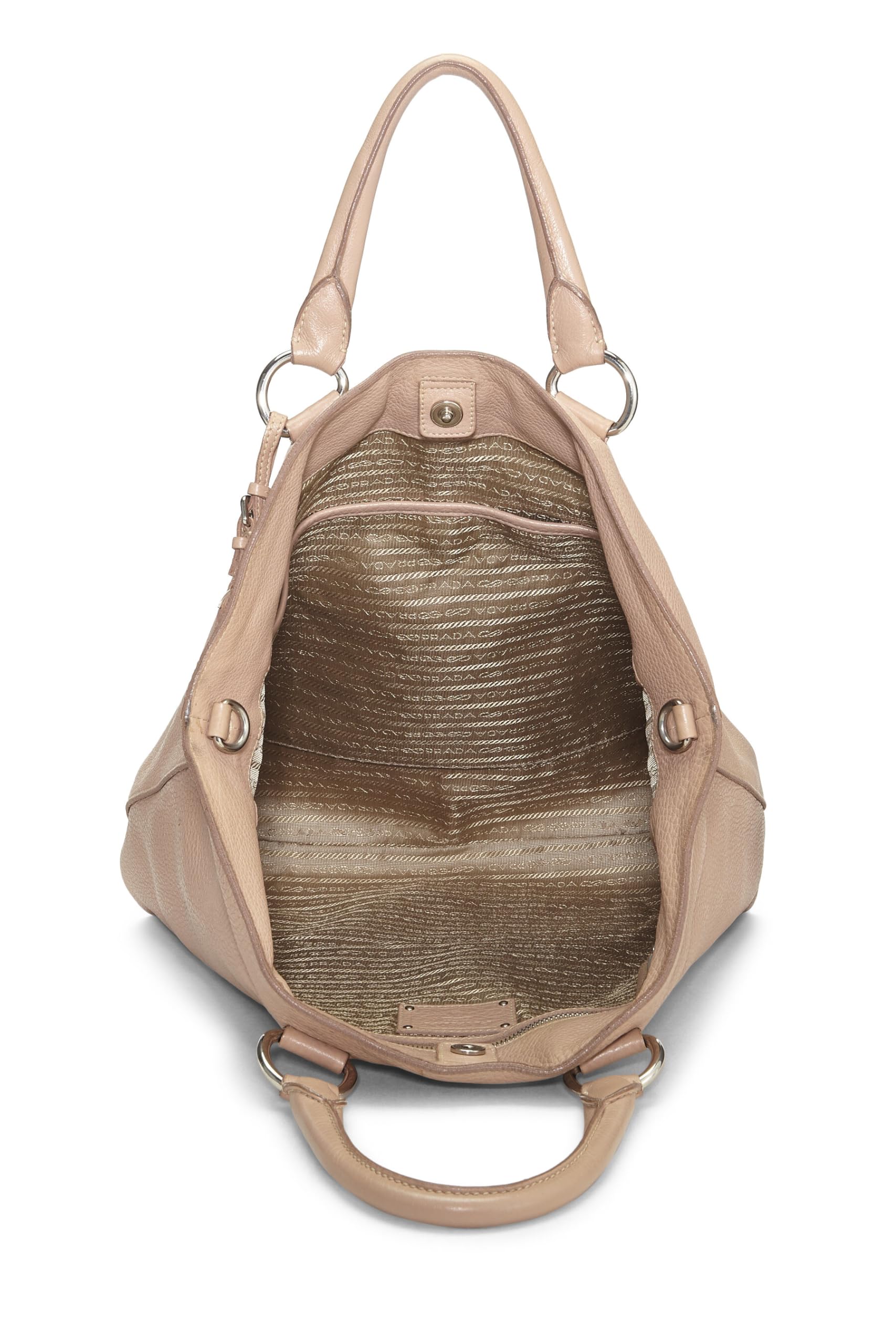 Prada Daino Convertible Tote Vitello Beige Top Handle Tote Bag