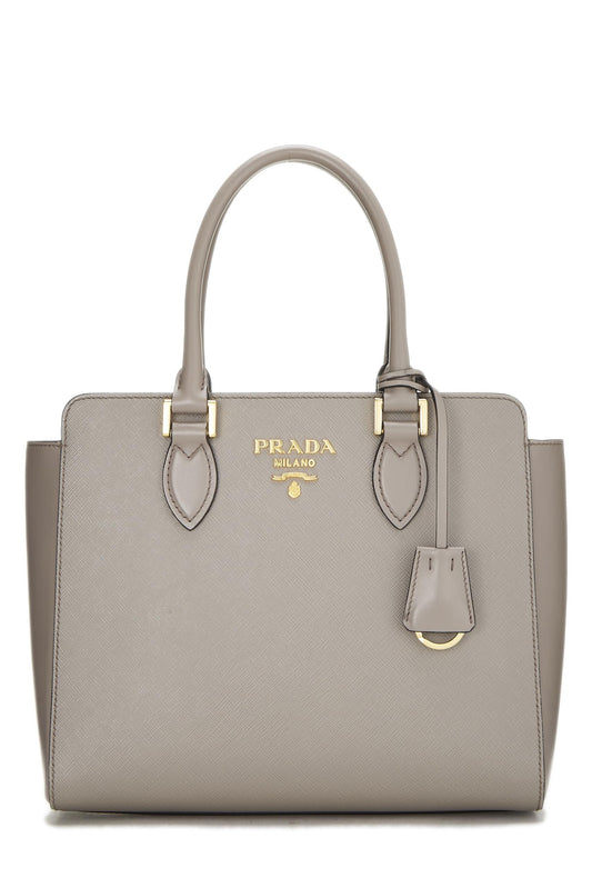 Prada Grey Convertible Handbag Grey Saffiano Gray Small Travel Bag