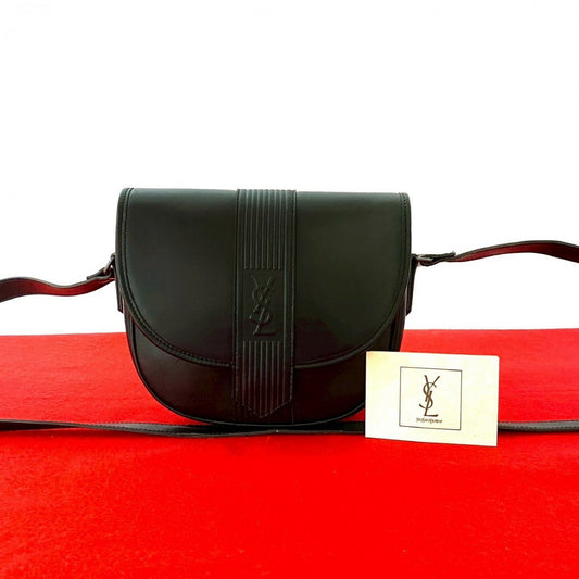 YSL Saint Laurent Yves Shoulder Bag Leather Black 820L820 18218
