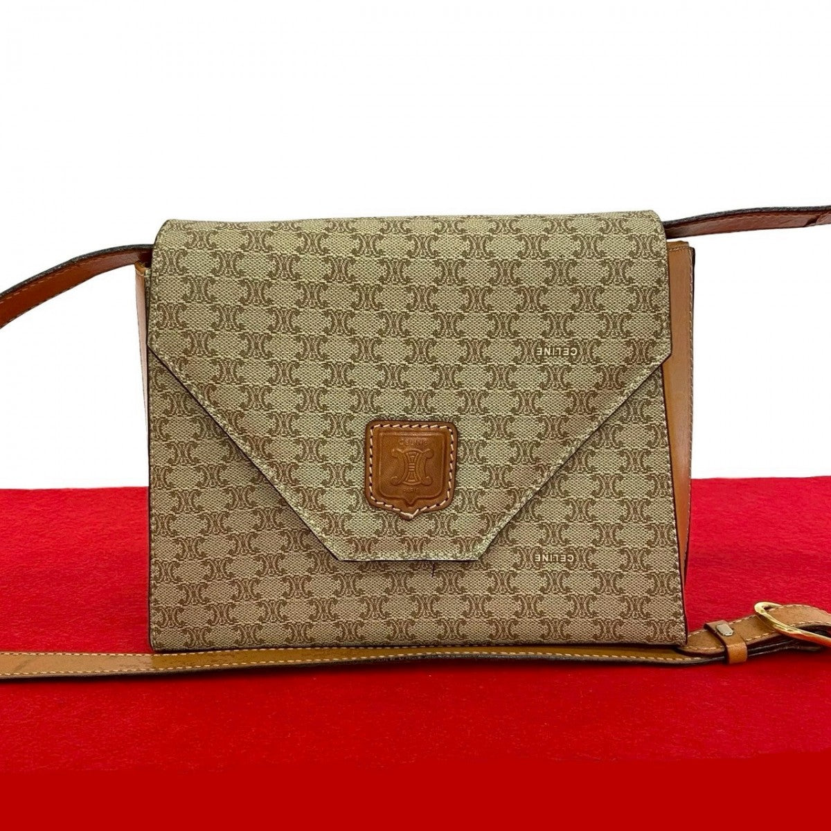Shoulder Bag , Pvc Macadam Blason Triomphe Leather Beige