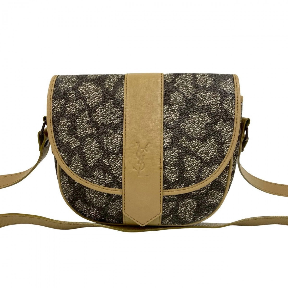 YSL Saint Laurent Shoulder Bag Pvc Women Leather Brown Logo