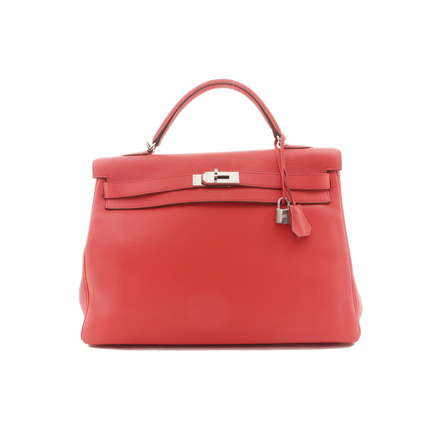 Hermes Kelly Rose Jaipur Clemence Retourne Hardware Handbag Silver Travel Bag