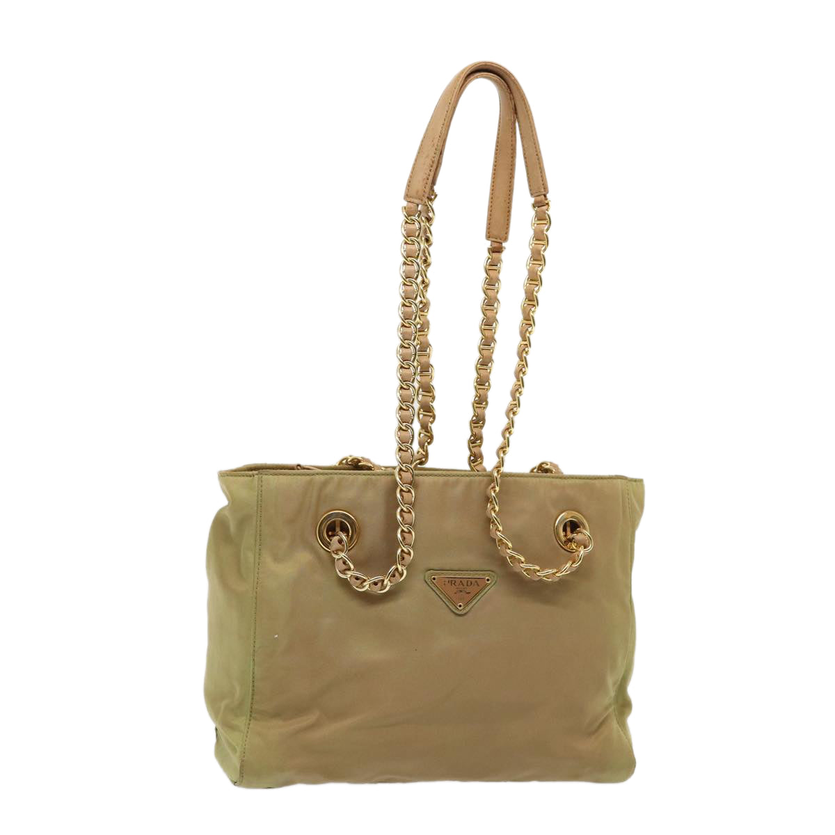 Prada Shoulder Bag Khaki Auth Nylon Chain