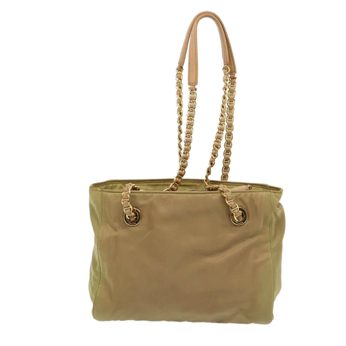 Prada Shoulder Bag Khaki Auth Nylon Chain