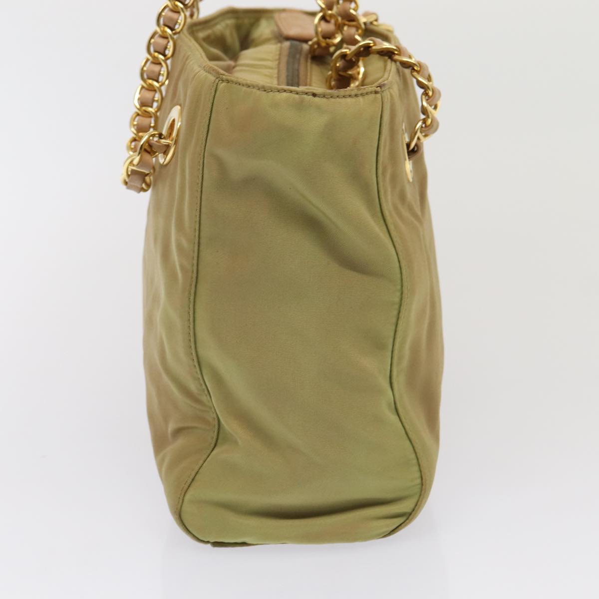 Prada Shoulder Bag Khaki Auth Nylon Chain