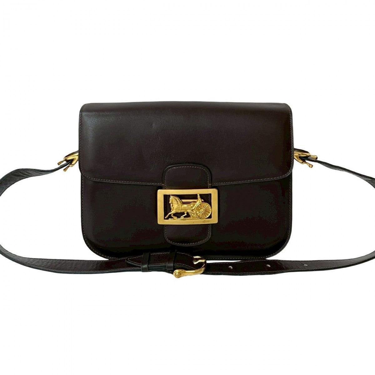 Shoulder Bag Carriage Metal Women Leather Brown Metal Women