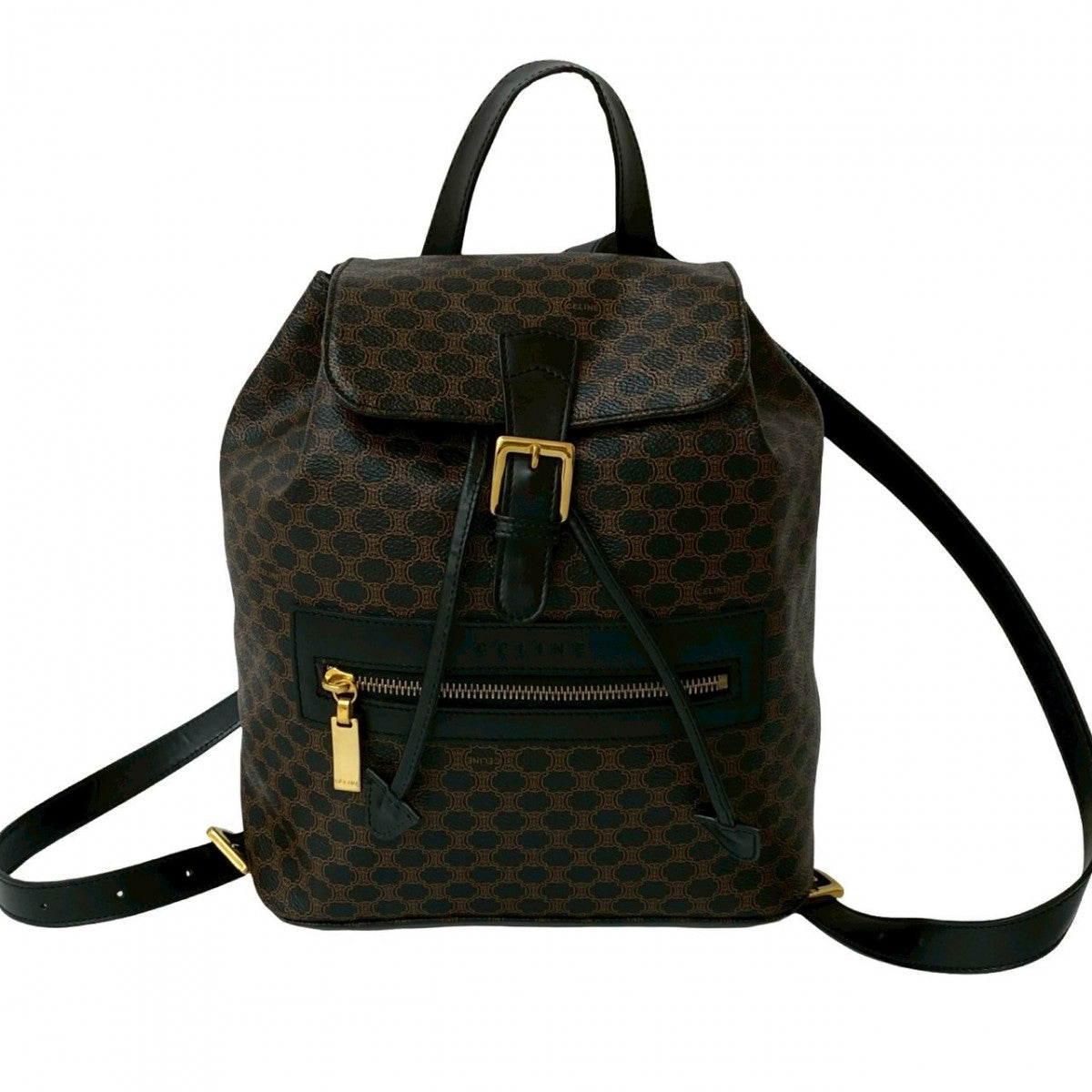 Backpack , Pvc Macadam Blason Triomphe Pattern Leather Black