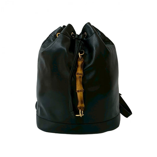 Gucci Backpack Bamboo Leather Black 821A821