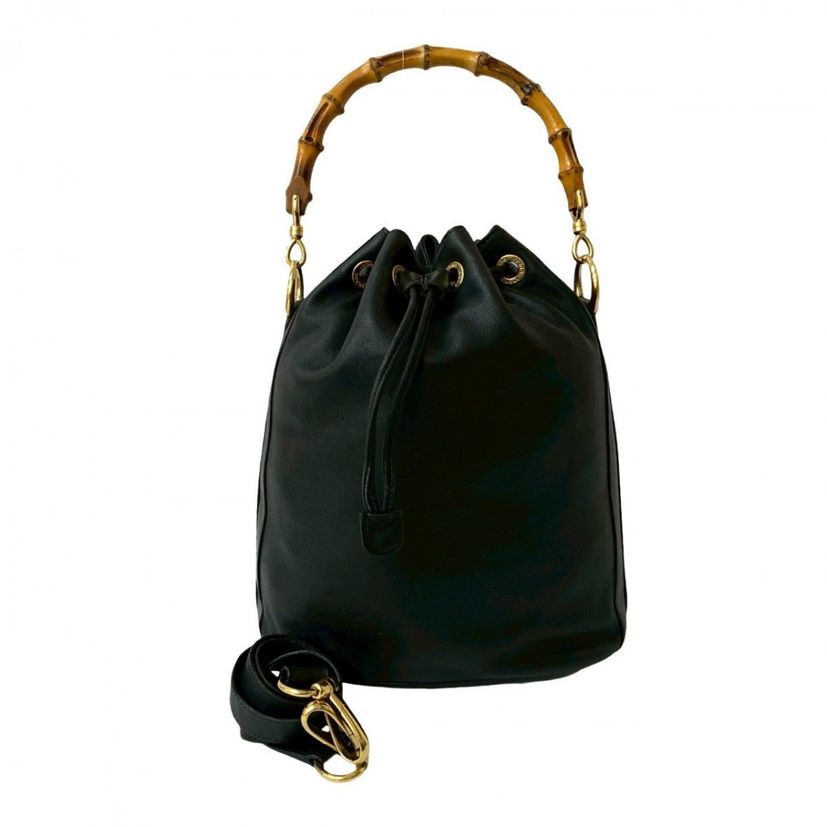 Gucci Bamboo Leather Black Shoulder Bag 821A821