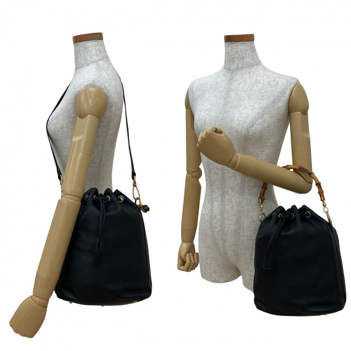 Gucci Bamboo Leather Black Shoulder Bag 821A821