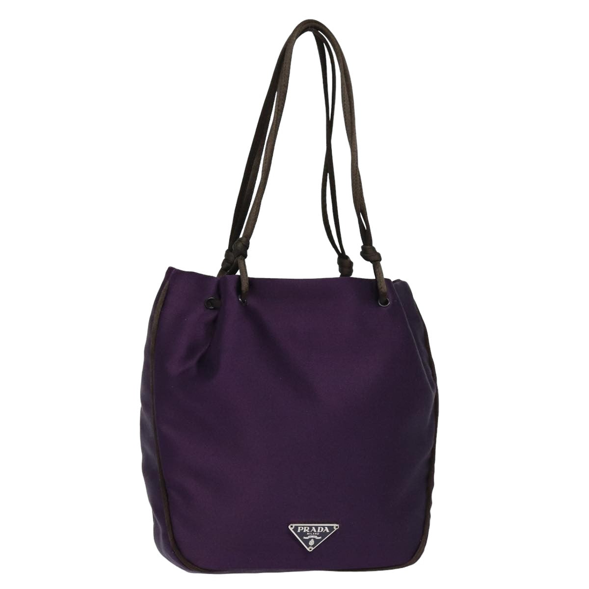 Prada Hand Bag Auth Satin Purple Travel Bag