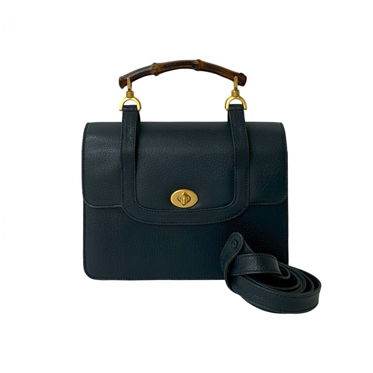 Gucci Bamboo Leather Navy Shoulder Bag