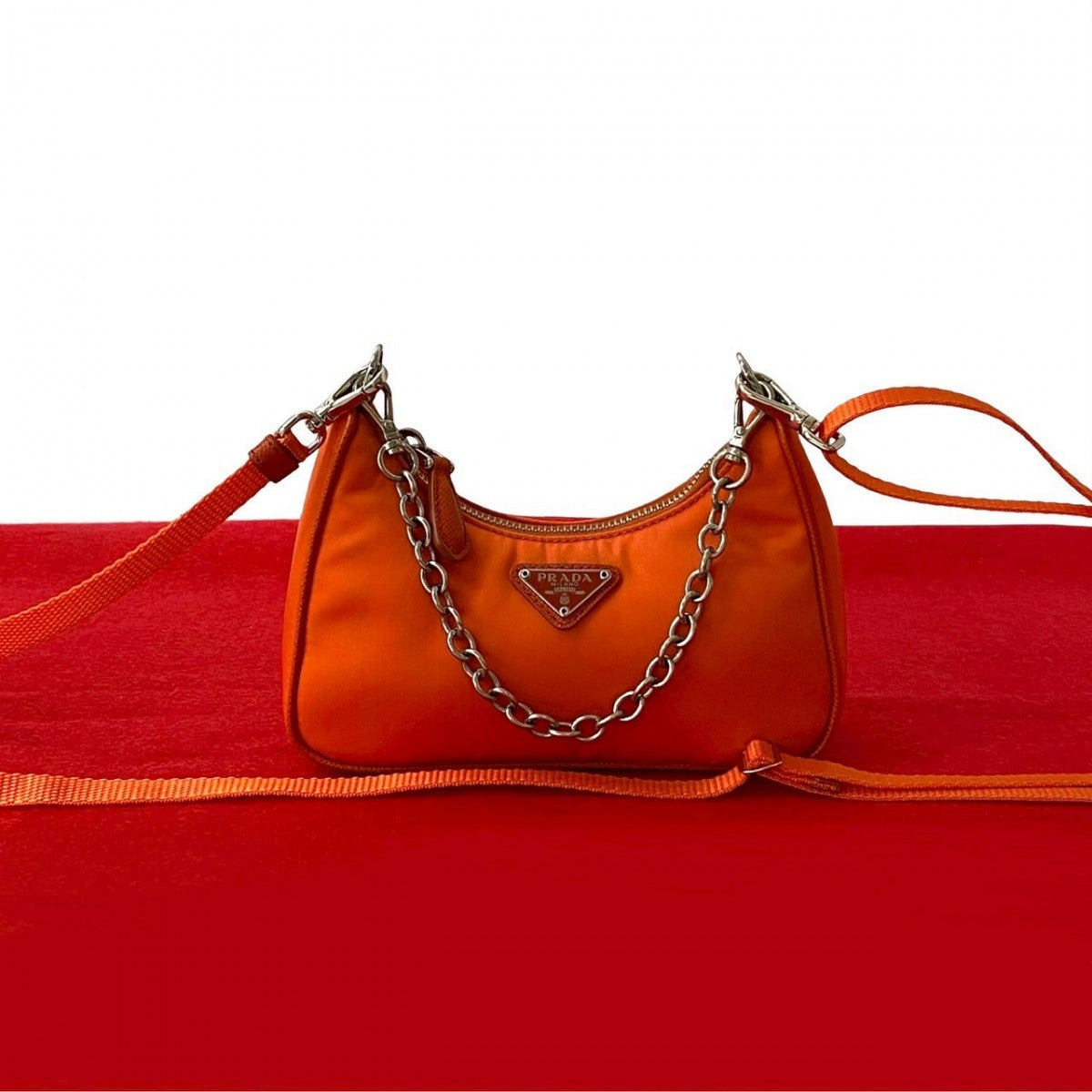 Shoulder Bag Orange Nylon