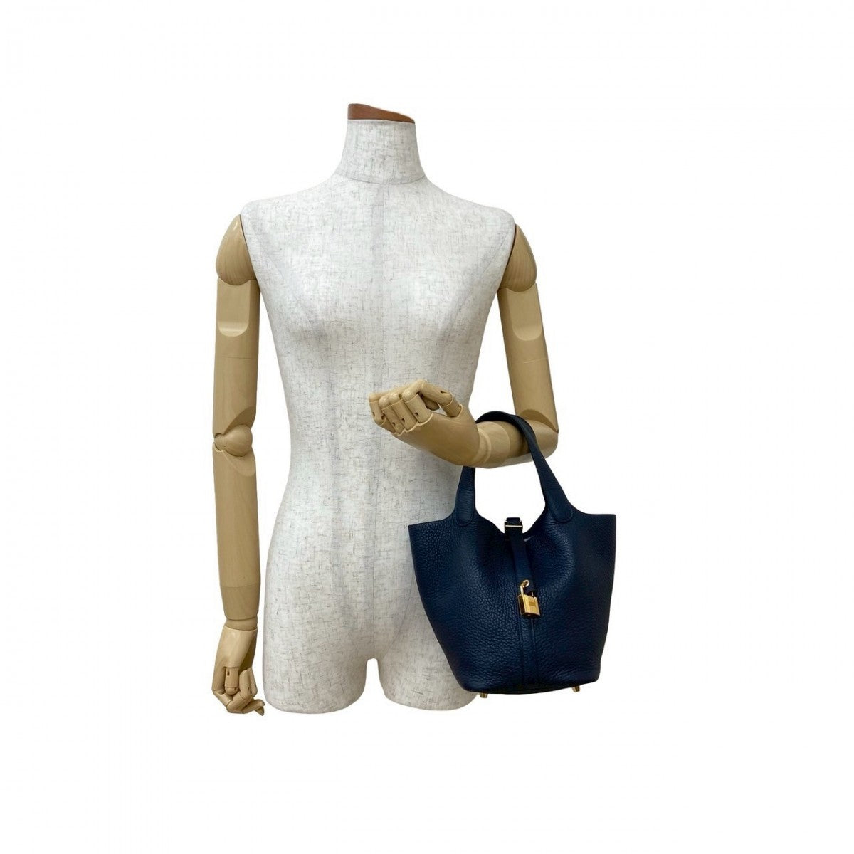 Hermes Handbag Taurillon Clemence Picotan Lock Pm Navy Travel Bag