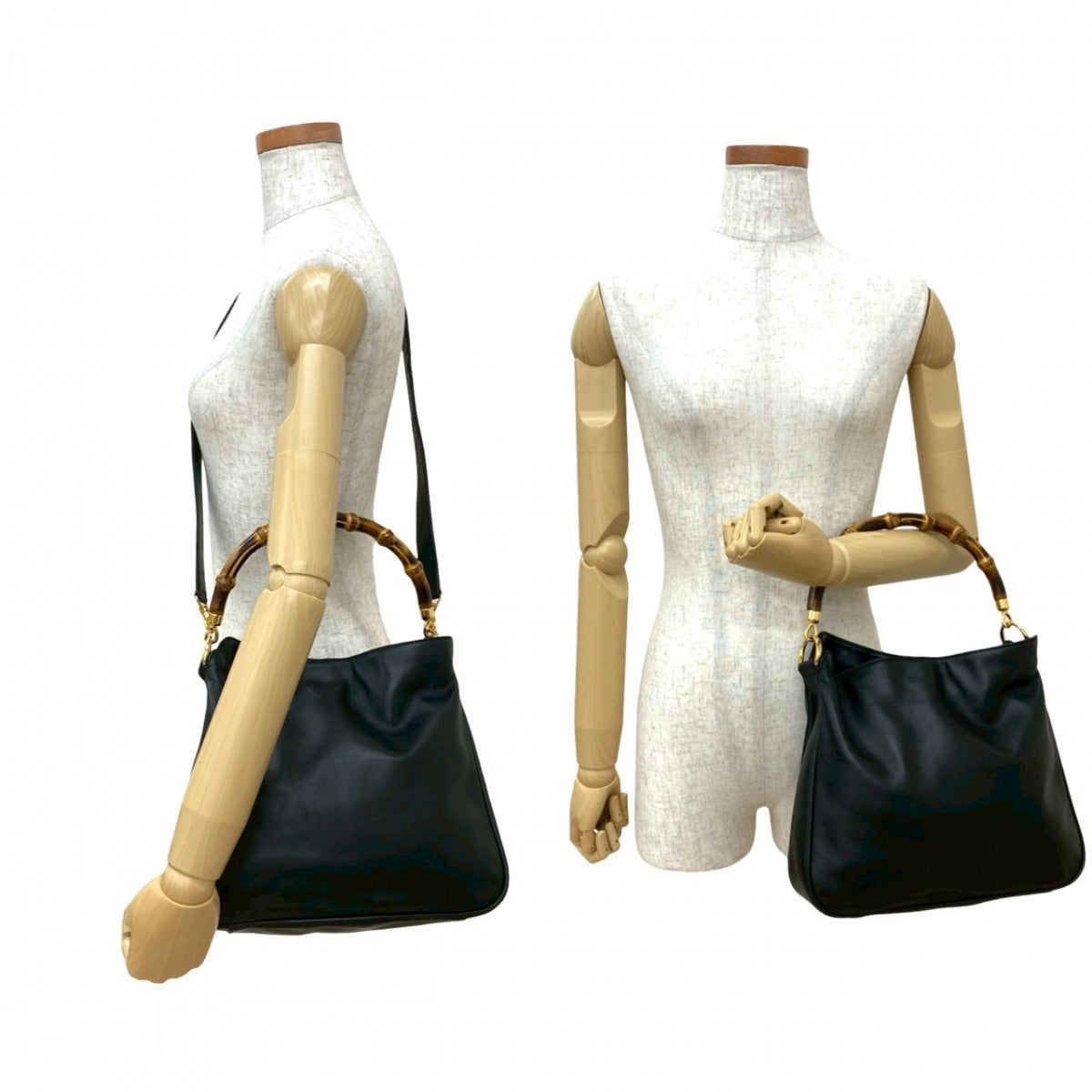 Gucci Bamboo Leather Black Shoulder Bag 823A819